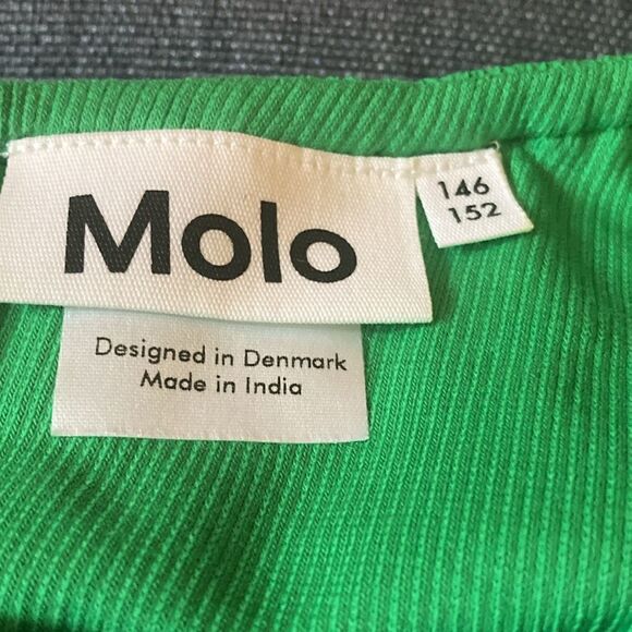 Molo NWOT Girls’ Rebecca Green Tank Top with One Shoulder & Wide Ruffle at Neck. - Picture 5 of 5